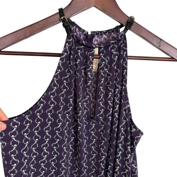 Michael Michael Kors Purple Chain Print Front Neck Slit Tank Top Women's Small - Picture 1 of 6